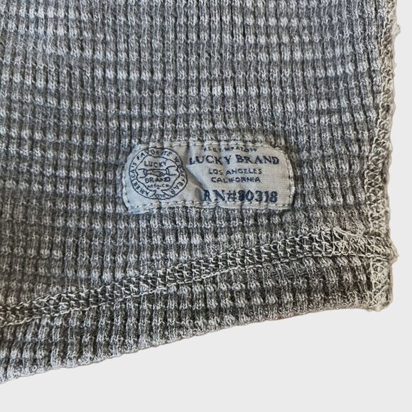 Lucky Brand Waffle Knit Henley Shirt Men's XL Gray Button-Collar Long-Sleeve - Picture 9 of 12